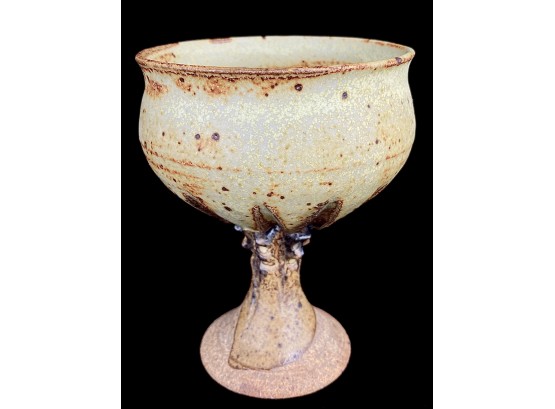 Handmade Pottery Goblet,  5 Inches Tall, Signed J. David