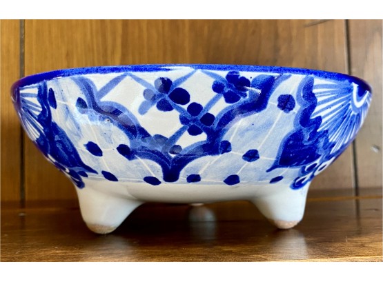 Blue & White Small Ceramic Bowl Made In Mexico, Lead-free