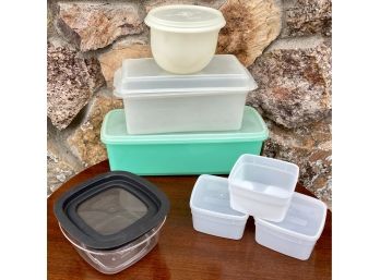 Lot Of Misc. Vintage Tupperware And Mobile Oil Containers
