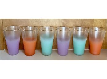 Collection Of Frosted Glass Colorful Ombre Drinking Glasses