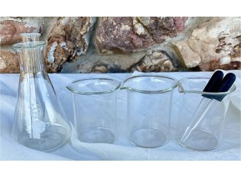 Vintage Pyrex Glass Vial And Kimax Scientific Glasses And Pipettes
