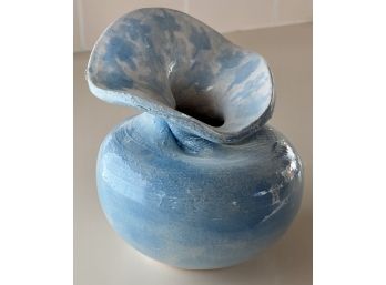 Signed Blue Pottery Vase Signed Alice