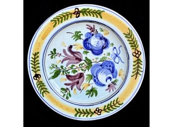Small 6 Inch Delft Polychrome Plate, Signed
