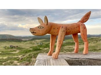Carved Folk Art Wooden Fox