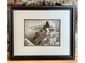 Framed And Matted Ansel Adams Lithograph Of Mountain Peak