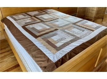 Vintage Handmade Brown Quilt (has Some Rips)