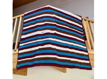 Blue, Purple, And Brown Hand Crocheted Blanket