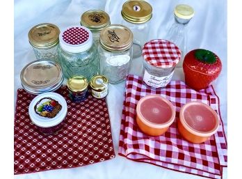 Cute Collection Of Mason Jars, Vintage Tupperware, And Other Containers