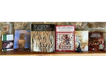 Lot Of Books About Ancient Cultures, Shaman, And Buddhist Symbolism -- Includes Small Figurine