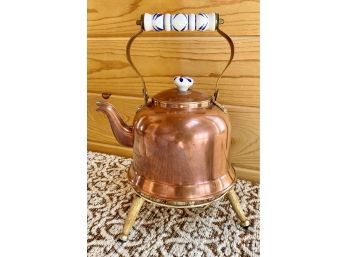 Copper Teapot With Ceramic Handle
