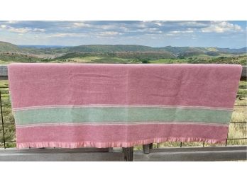 Beautiful Pink And Green Wool Blanket