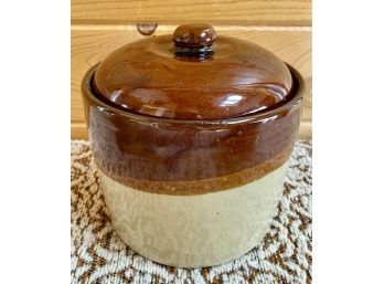 Brown Lidded Ceramic Stoneware Jar Crock