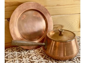 Copper Pan Made In Portugal With Plate
