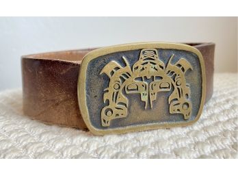 Tsimshian Shark Sandcast And Solid Bronze Belt Buckle