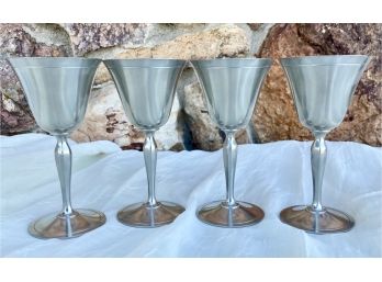Four Pewter Cups Made In France