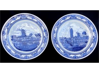 Two Blauw Delft Hand Painted Plated Made In Holland