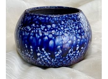 Handmade Blue Ceramic Bowl Signed Alice