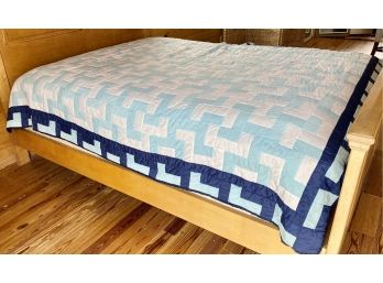 Vintage Handmade Quilt, Blues And White