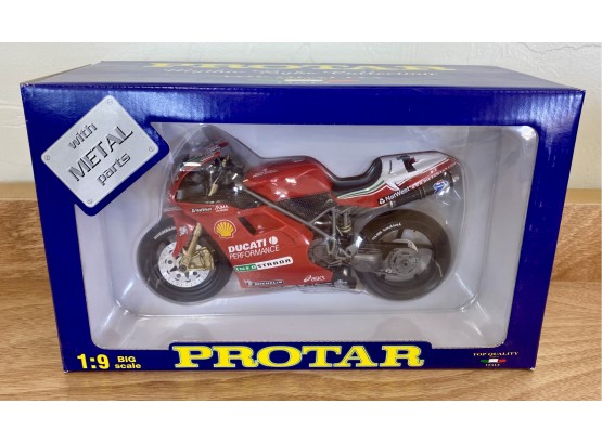 Model Motorcycle In Open Box -- From Protar 1:9 Mythic Bike Collection