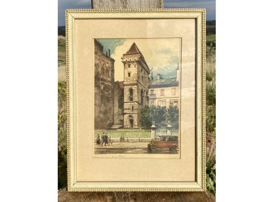 Vintage Watercolor Of French Artist