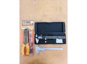 Lot Of Misc Tools, Including Master Electrician Crimp 'N' Cut Kit Digital Caliper Stainless Steel