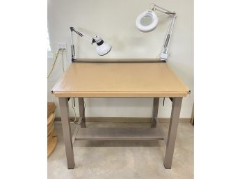 Metal Artist Work Table With Two Lights