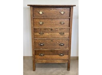 Vintage Chest Of Drawers With Dovetail Drawers And Brass Hardware
