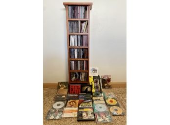 Large Lot Of CDs Incl Shelf And Educational CDs, Maps, And Music