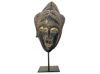 Antique Hand Carved Wood Mask From Ivory Coast