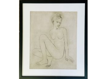 Nude Line Drawing Print In Black Frame