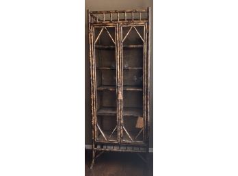 Bamboo Glass 2 Door Cabinet W5/shelves And Bracket Top