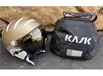 Gold/White Ski Helmet With Visor With Case By Kask Size S 56