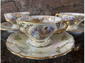 3 Porcelain Kron Demitase Cups With Saucers