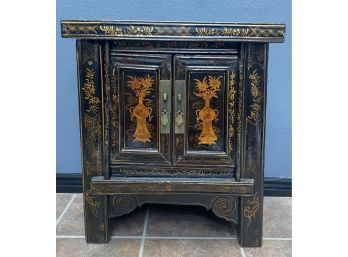 Antique Side Cabinet With Gilt Paintings Of Vase Motifs And Certificate Of Antiquity