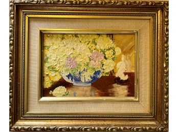 Signed Oil Painting Vase W/flowers In Frame