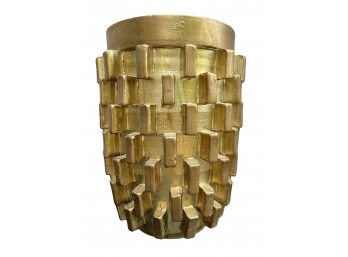 Modern Terracota Pot With Gold Paint & Rectangular Accents