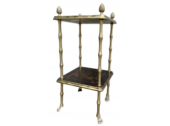 2 Tier Asian Stand W/gilt Painted Designs