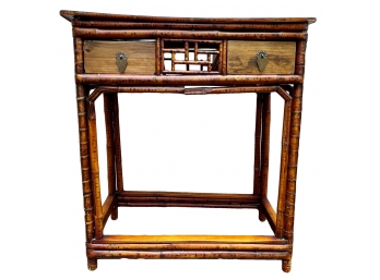 Bamboo Asian Console Table With 2 Drawers SOLD AS IS