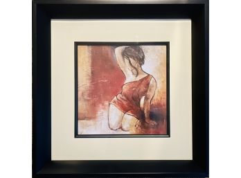 Seated Women In Red Dress Print By Laine Loreth In Black Frame