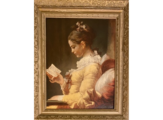 Young Girl Reading Art Print In Beautiful Frame