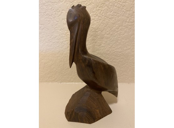 Wood Carved Pelican Sculpture