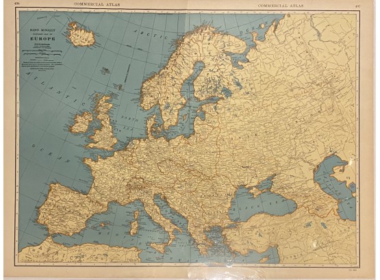 Commercial Atlas Map Of Europe By Rand McNally 1938--1:8 870,000 Scale
