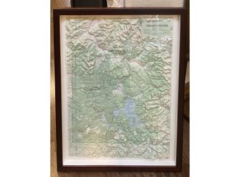 Topographical Map Of Yellowstone Park -Framed