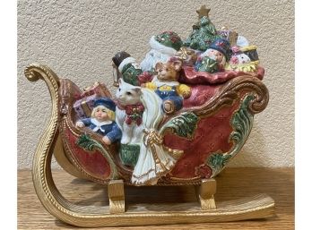 Fitz And Floyd Father Christmas Sleigh Cookie Jar