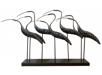 Large Metal Group Of Egrets Sculpture By Austin Productions