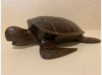 Wood Carved Turtle Sculpture