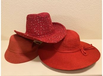 Lot Of 3 Red Ladies Hats