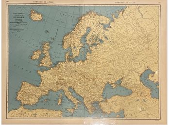 Commercial Atlas Map Of Europe By Rand McNally 1938--1:8 870,000 Scale