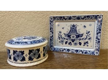 2 Pc. Of Blue Delft Dishes
