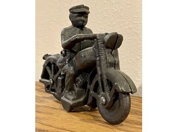 Vintage Cast Iron Motorcycle & Rider